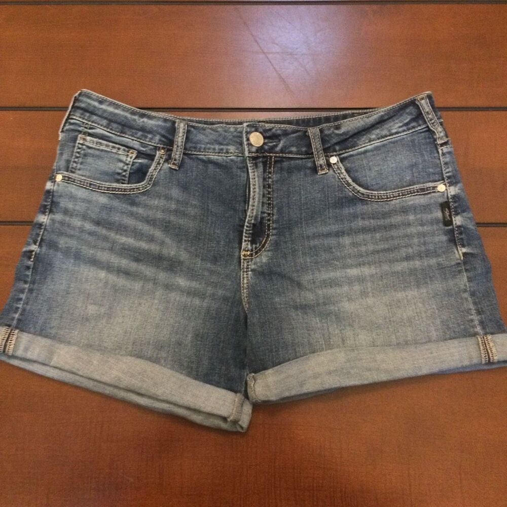 Silver Jeans Co. Mid-Rise Cuffed Denim Shorts size 14
